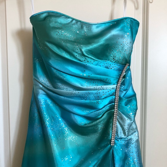 Prom dress turquoise sparkle tulle NWT junior Sz 3-4 - Picture 2 of 7